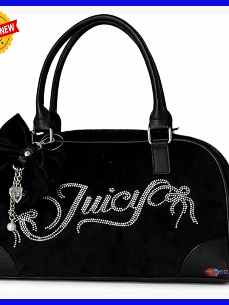 Medium Hobo Bag With Rhinestone Logo, Bow Accent, Detachable Crossbody Strap